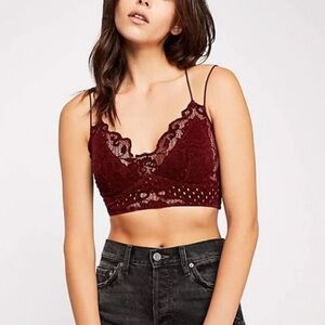 Free People Womens Madonna Bralette, Wine, Small